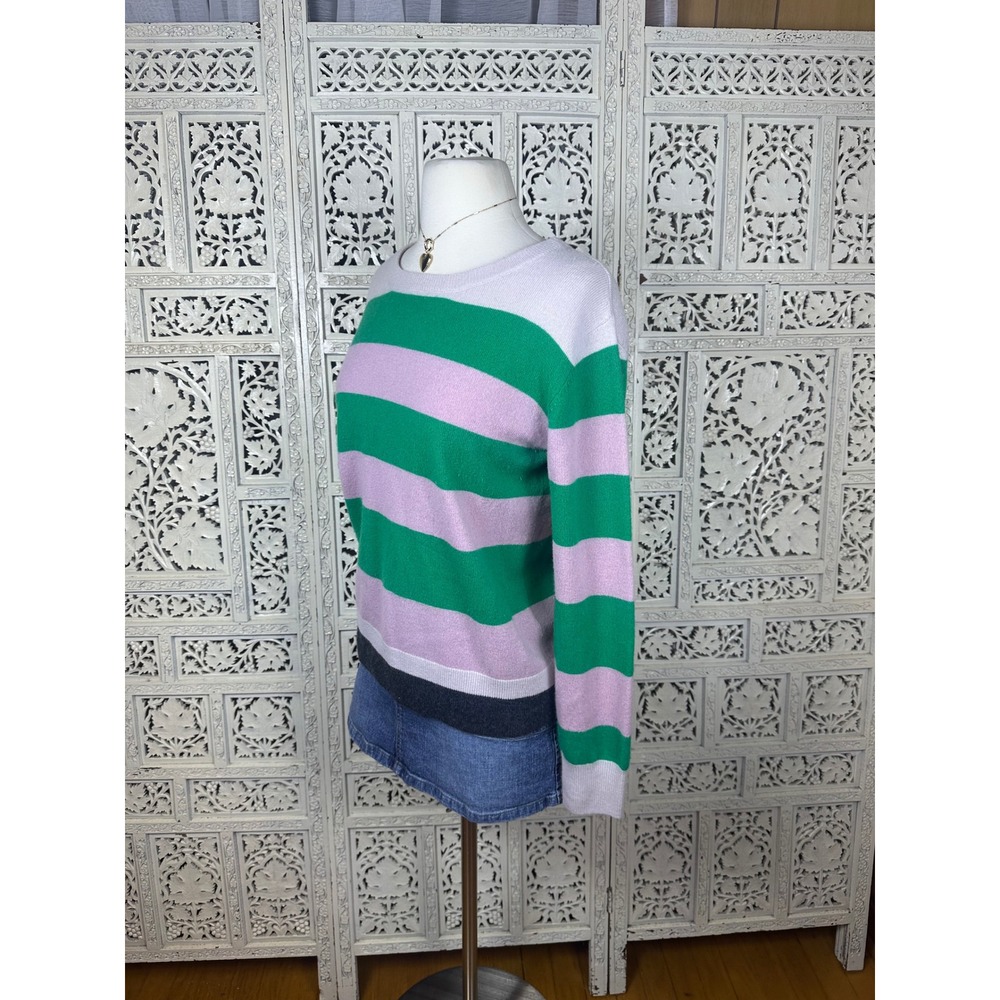 Tsumori Chisato Pink & Green 100%Cashmere Striped Long Sleeve Crew Neck Sweater - Picture 4 of 8